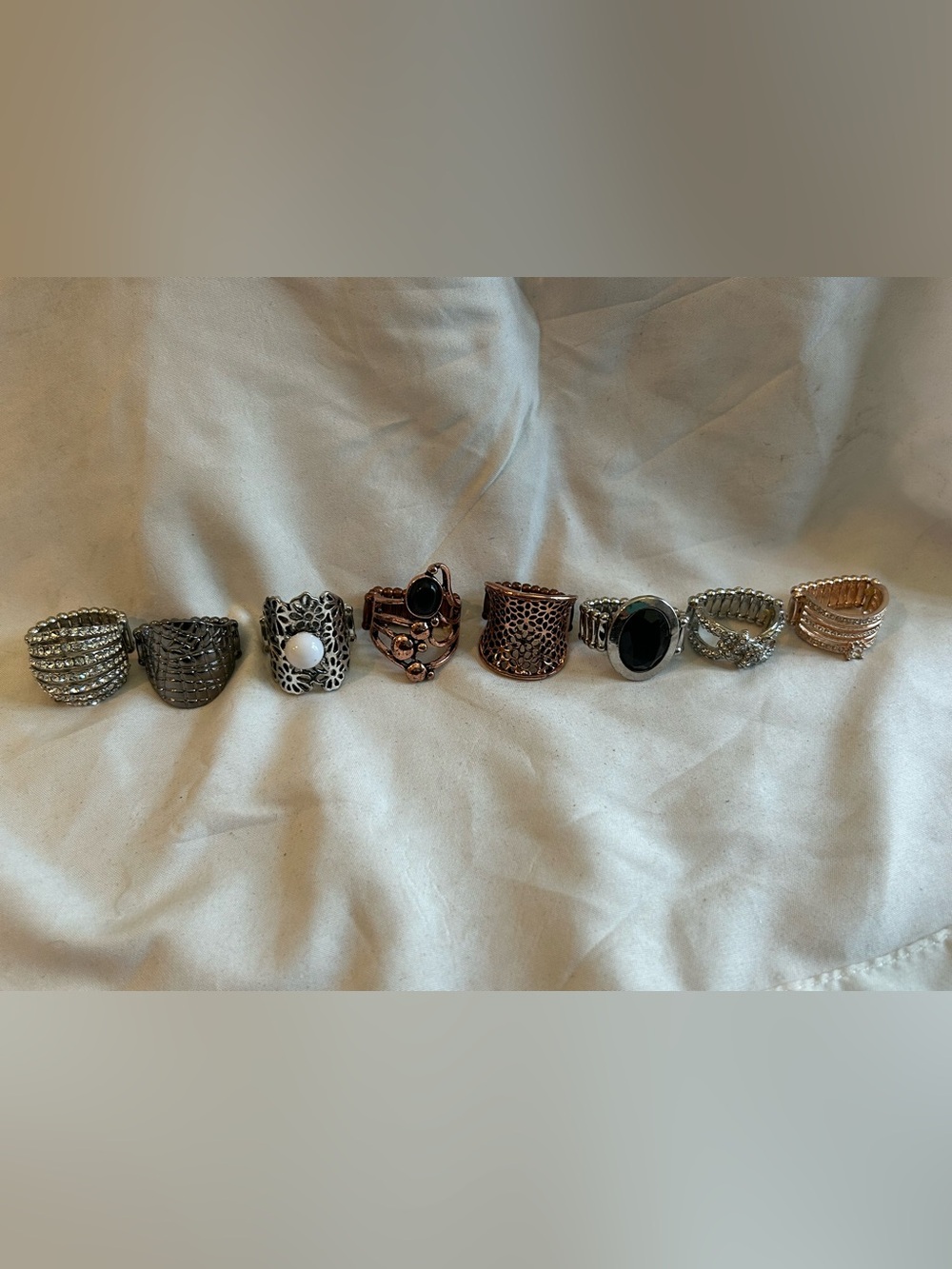 Lot of Mixed Metal Stretch Back Fashion Rings